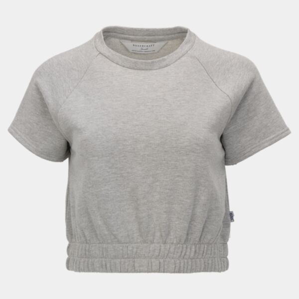 Women's French Terry Short Sleeve Cropped Crewneck Sweatshirt Thumbnail