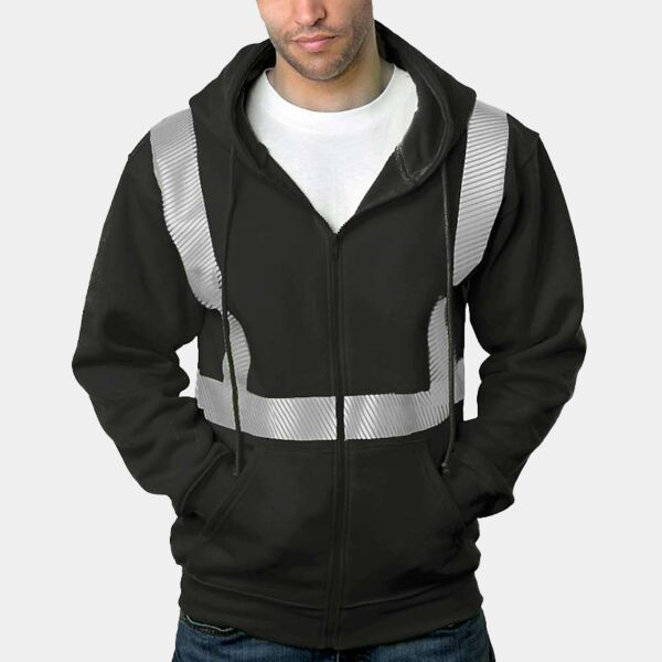 USA-Made Hi-Visibility Full-Zip Hooded Sweatshirt - Segmented Tape Thumbnail