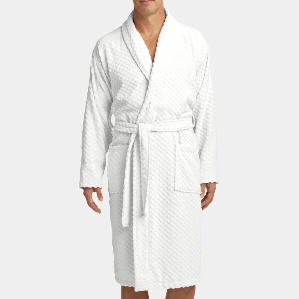 Checkered Terry Shawl Collar Robe Thumbnail