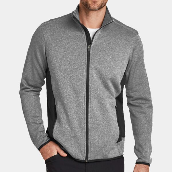 Full Zip Heather Stretch Fleece Jacket Thumbnail