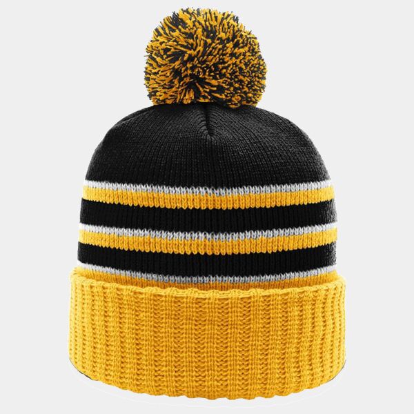 Stripe Pom Cuffed Beanie Thumbnail