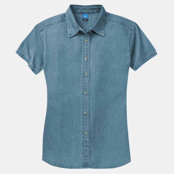 Ladies Short Sleeve Value Denim Shirt Thumbnail