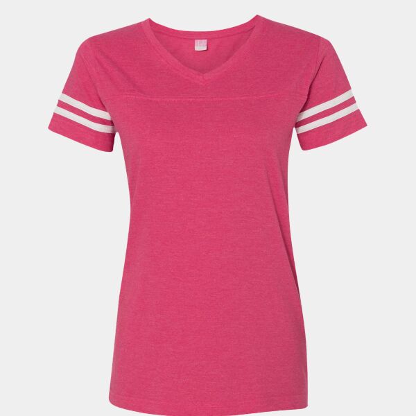 Women's Football V-Neck Fine Jersey Tee Thumbnail